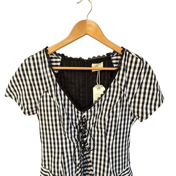 New! Linen Vibes Corset Midi Gingham S Dress Retro Vintage Inspired MSRP $128 - Picture 4 of 10